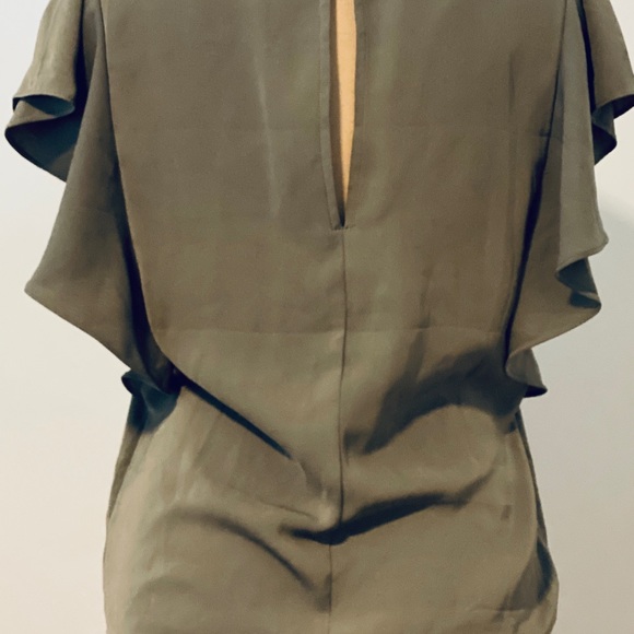 Ruffled Sleeve Army Green Blouse - Picture 5 of 6